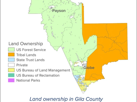 image of land ownership map from gila county factsheet