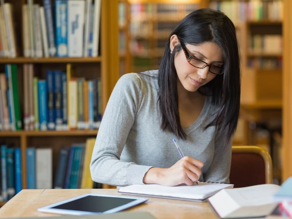 student working on computer