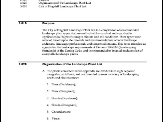  City of Flagstaff Landscape Plant List