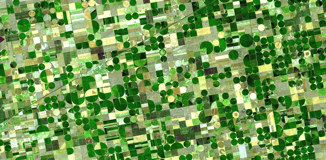 Aerial view of crops in Kansas