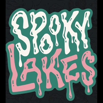spooky lakes graphic with dripping letters