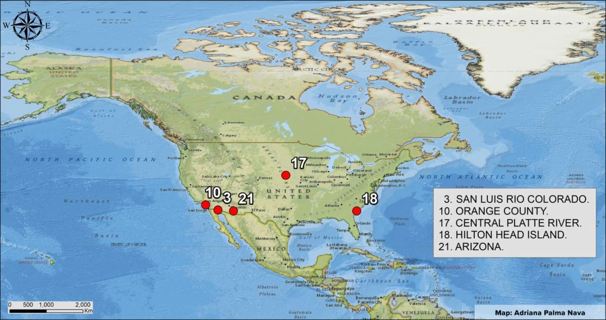 Map of North American MAR projects case studies Map of North American MAR projects case studies