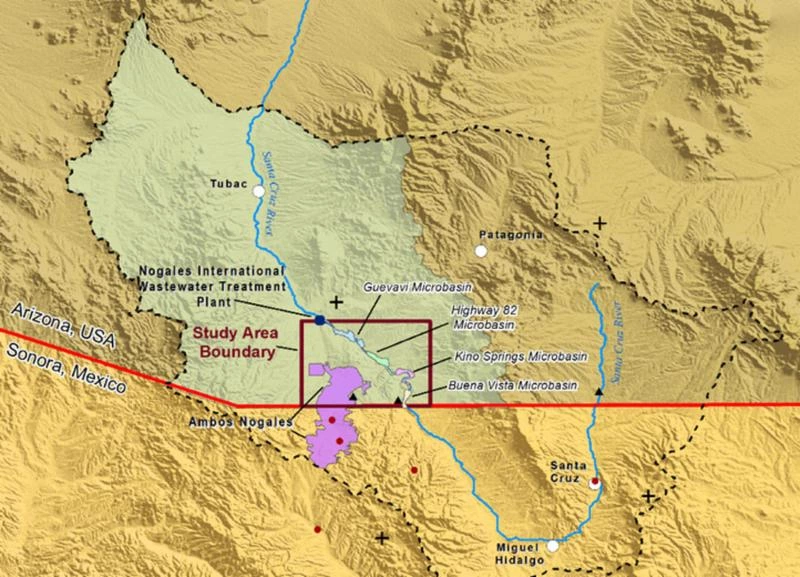 a map of the Sonora-Arizona border with the study area outlined a map of the Sonora-Arizona border with the study area outlined